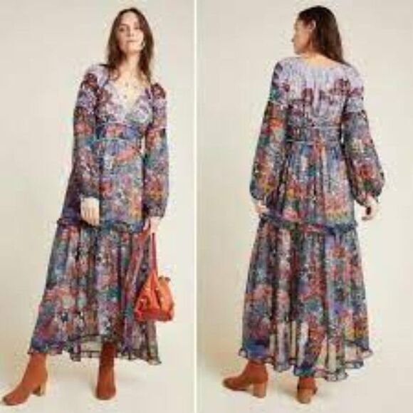 Anthropologie Maeve Annabella Boho Maxi Dress Size 2 NWT